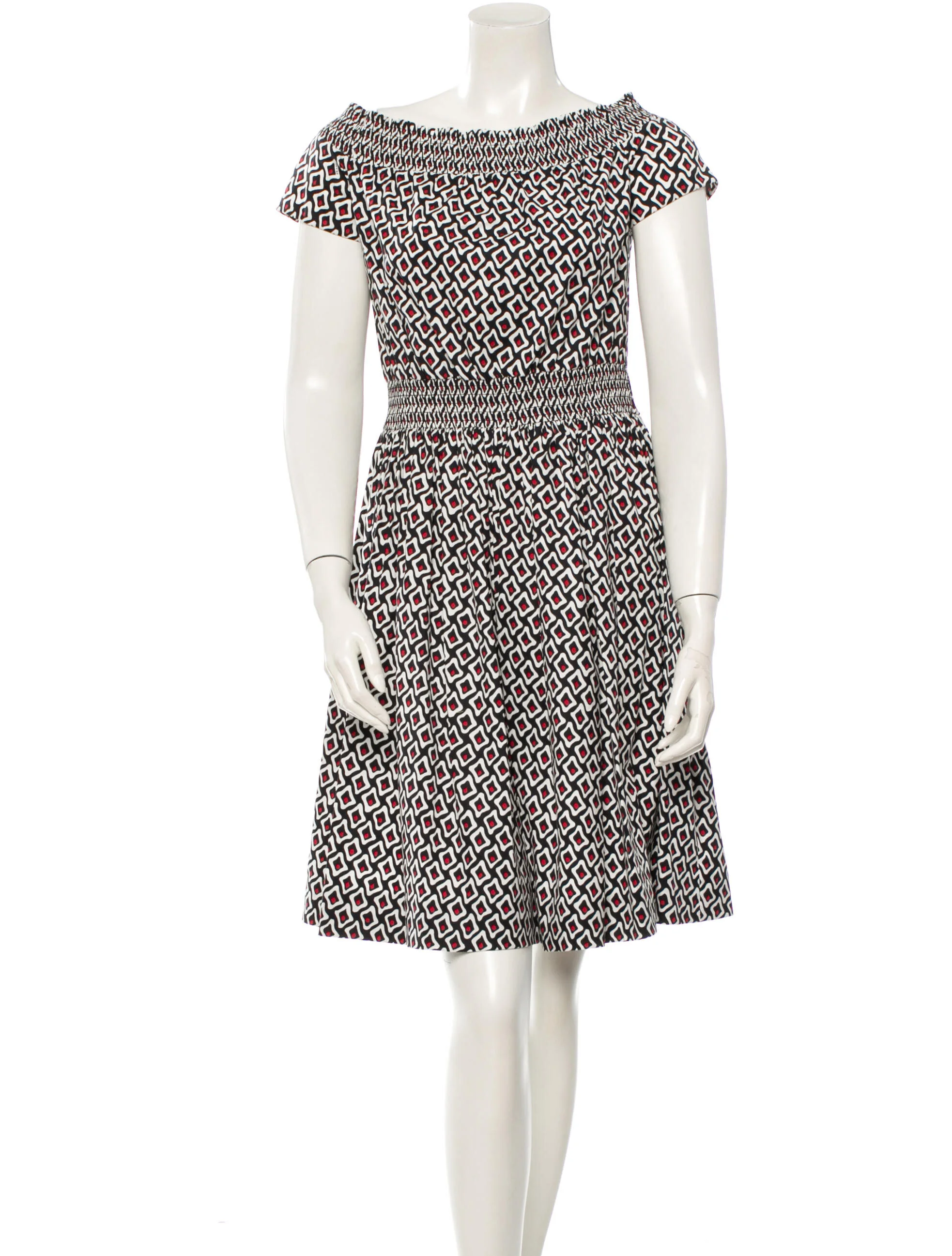 Prada Printed Off-the-Shoulder Dress