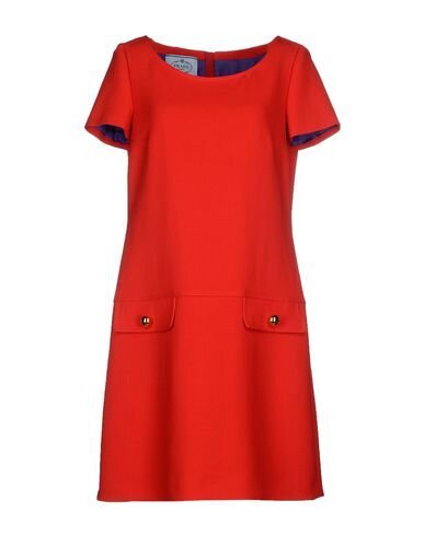 Prada Button Shift Dress in Red