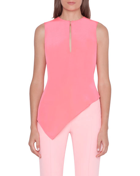 Akris Tunic in Neon Pink Silk Crêpe