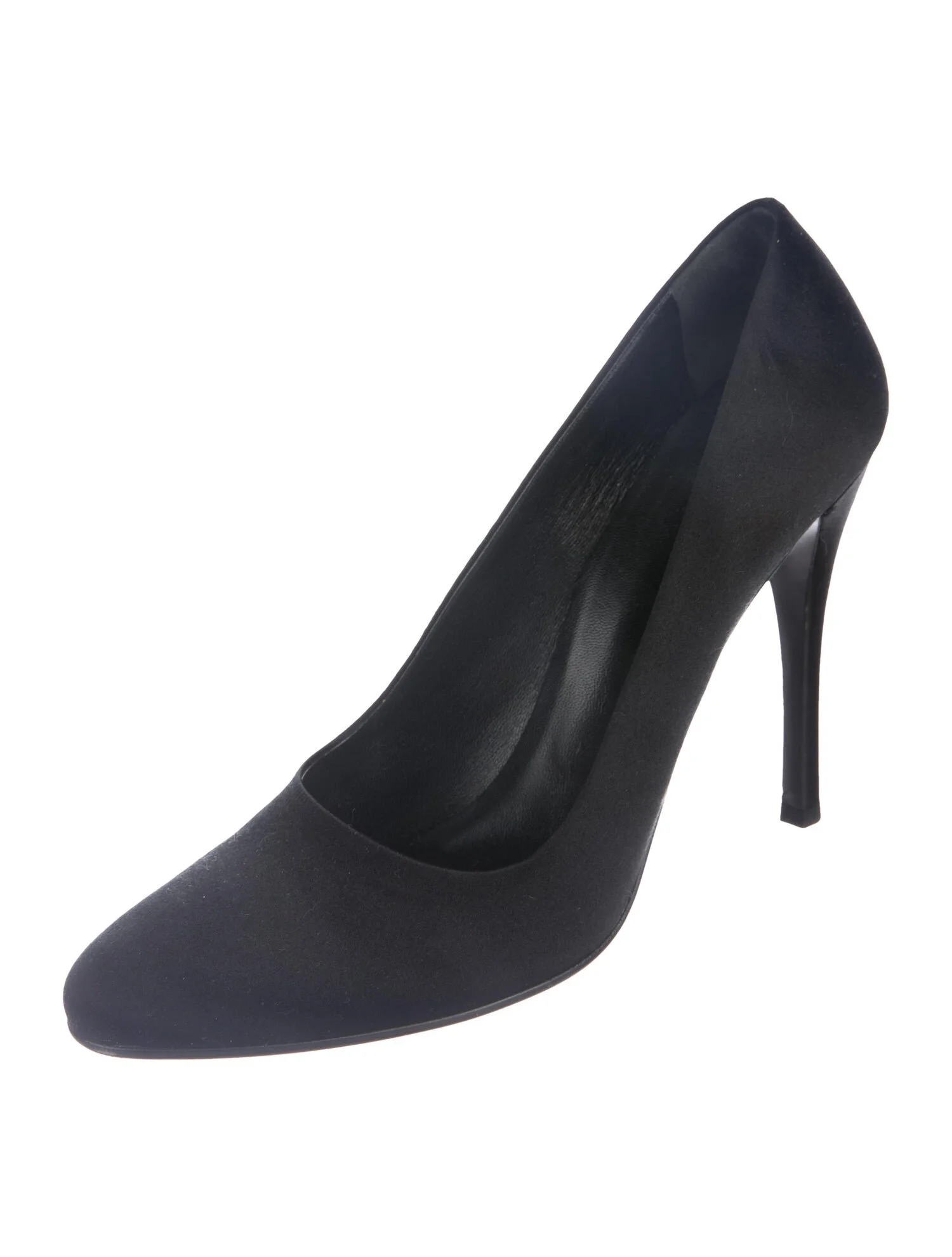 Prada Round-Toe Satin Pumps in Black