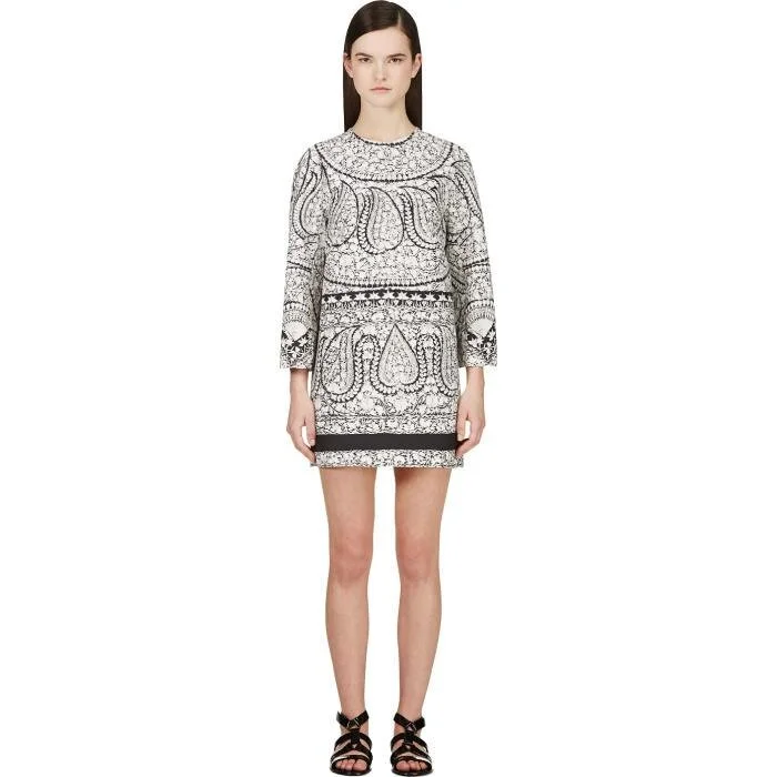 Giambattista Valli Embroidery Print Dress in White