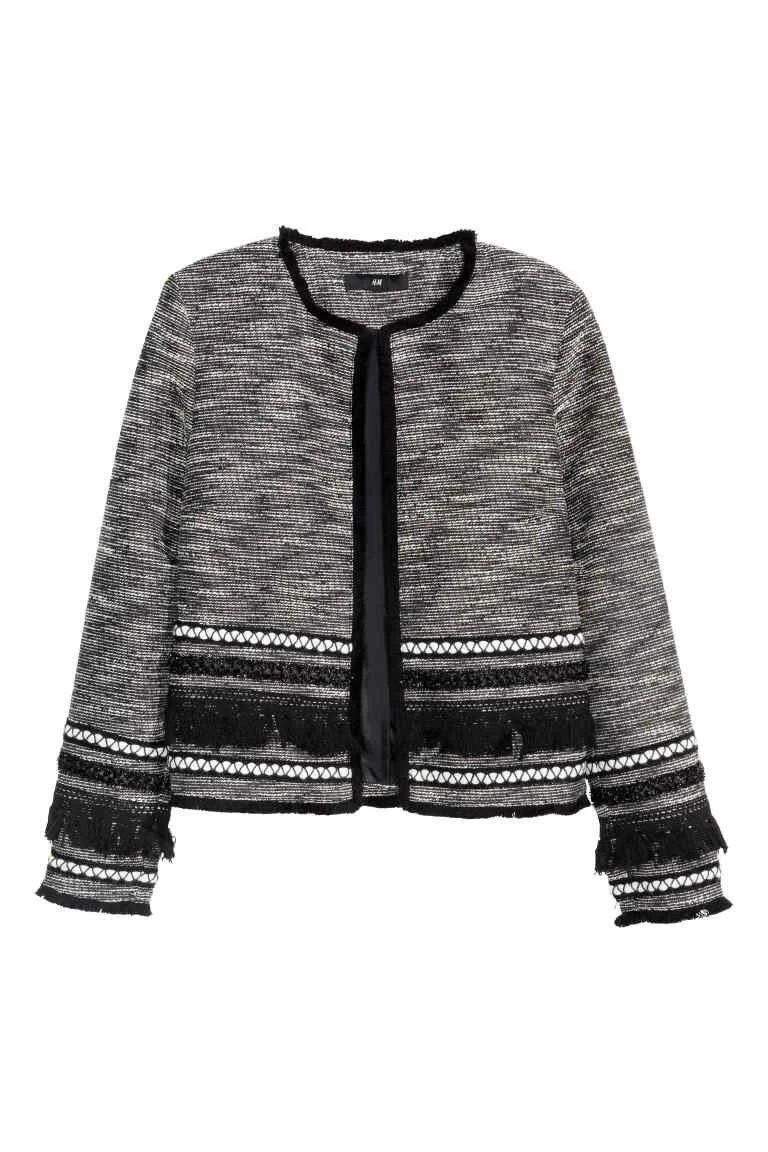 H&amp;M Tweed Fringe Jacket