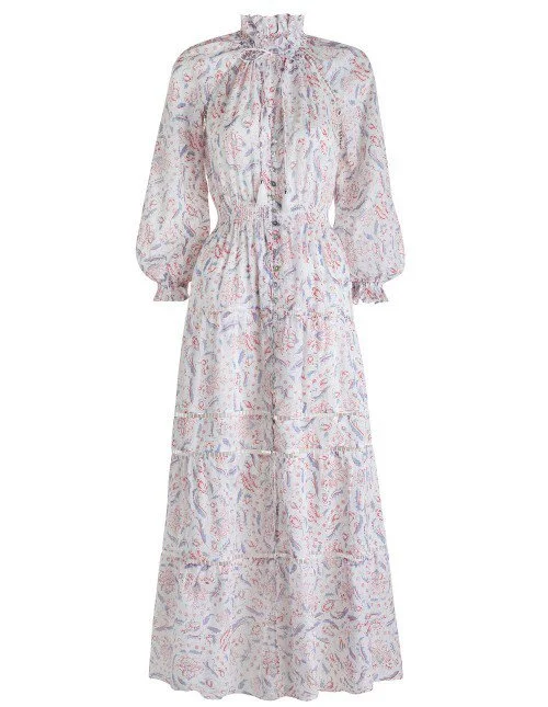 Zimmermann Zephyr Folk Midi Dress in Floral