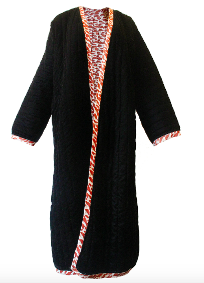 Muzungu Sisters Tatiana Reversible Jacket in Black Velvet With Mushroom Print.png