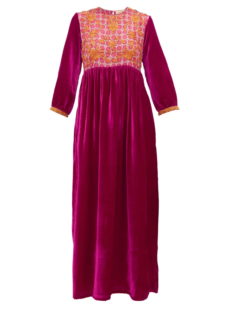 Muzungu Sisters Touba Dress in Black Velvet with Mushroom Print  UFO No  More