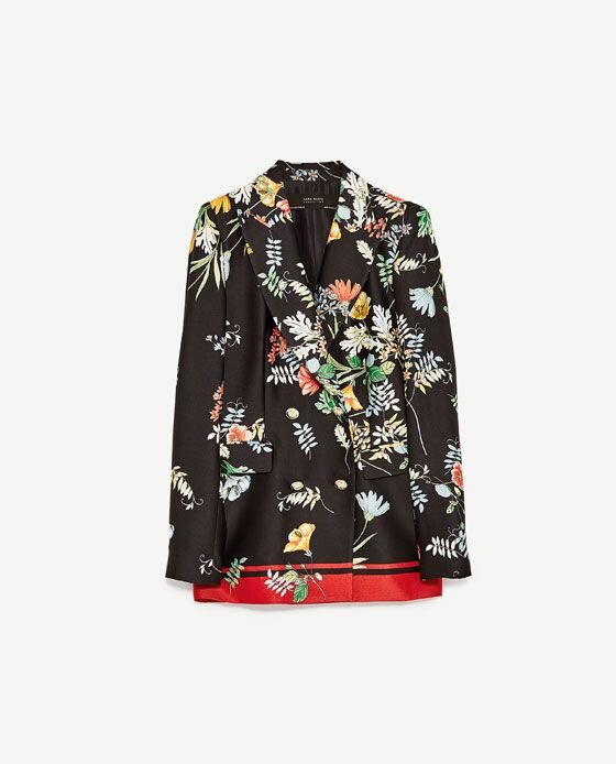 Zara Flowing Double Breasted Printed Blazer.jpg