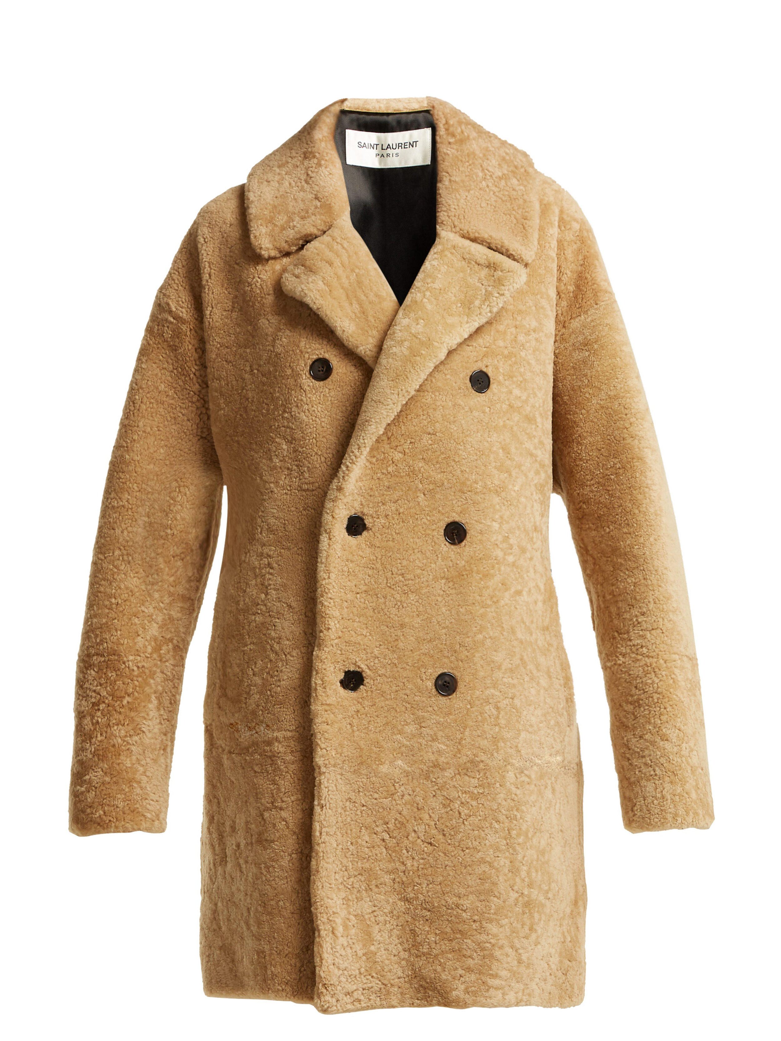 Saint Laurent Double Breasted Shearling Coat in Natural.jpg