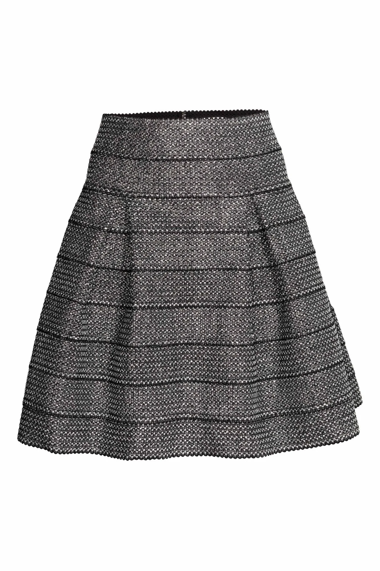 H&amp;M Textured A-Line Skirt in Grey/Black