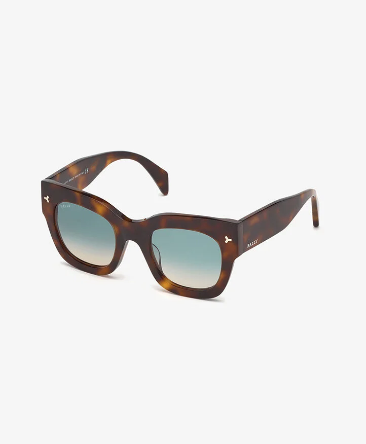 Bally Ocean D-Frame Sunglasses in Dark Havana and Turquoise