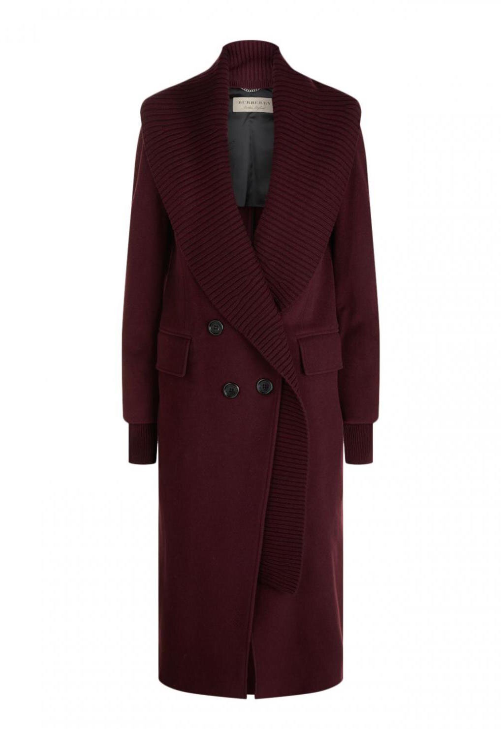 Burberry Double Breasted Ribbed-Trim Cashmere Coat in Purple.jpg