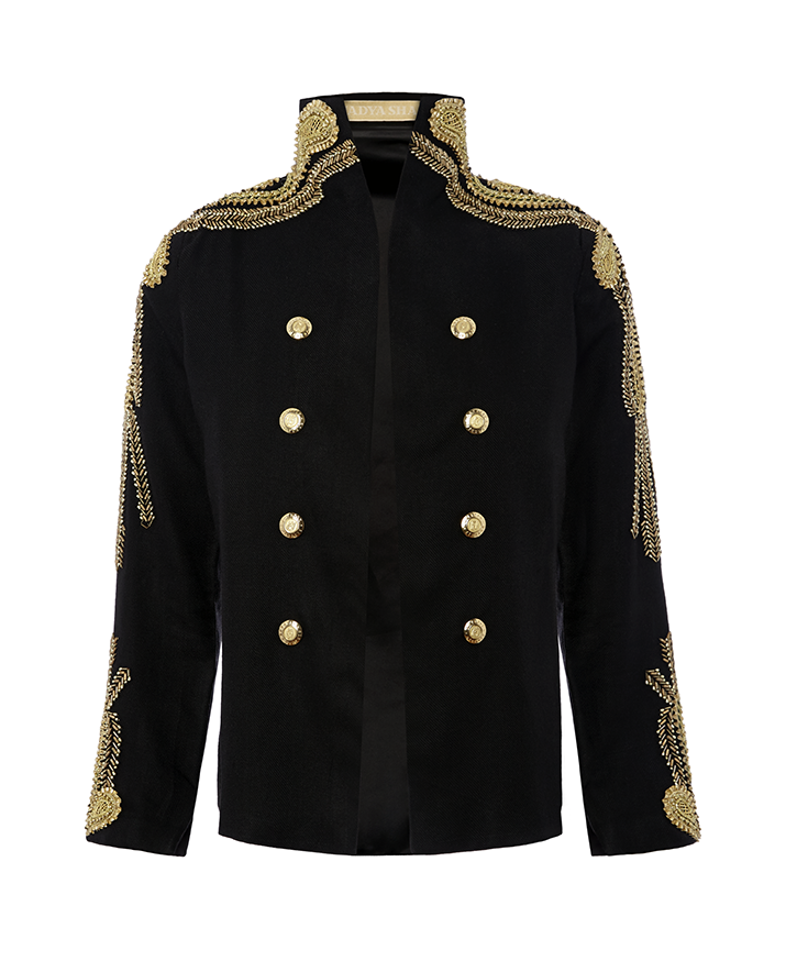 Nadya Shah Gilt Shoulder Blazer in Black.png