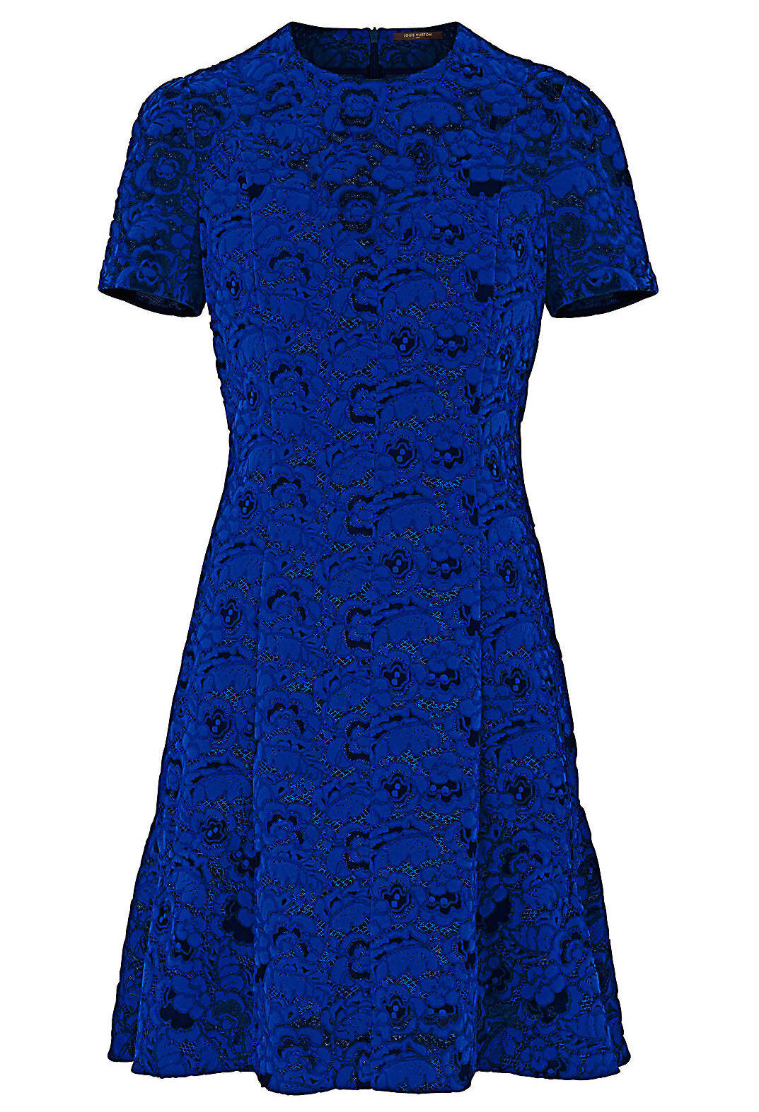 Louis Vuitton Velvet-Effect Lace Skater Dress in Cobalt Blue.jpg