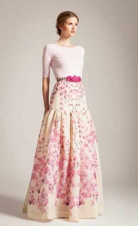 Temperley London Orchidea Long Full Skirt in Pink