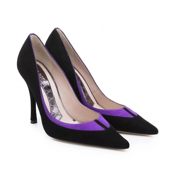 Magrit Ivonne Pumps in Navy and White Leather