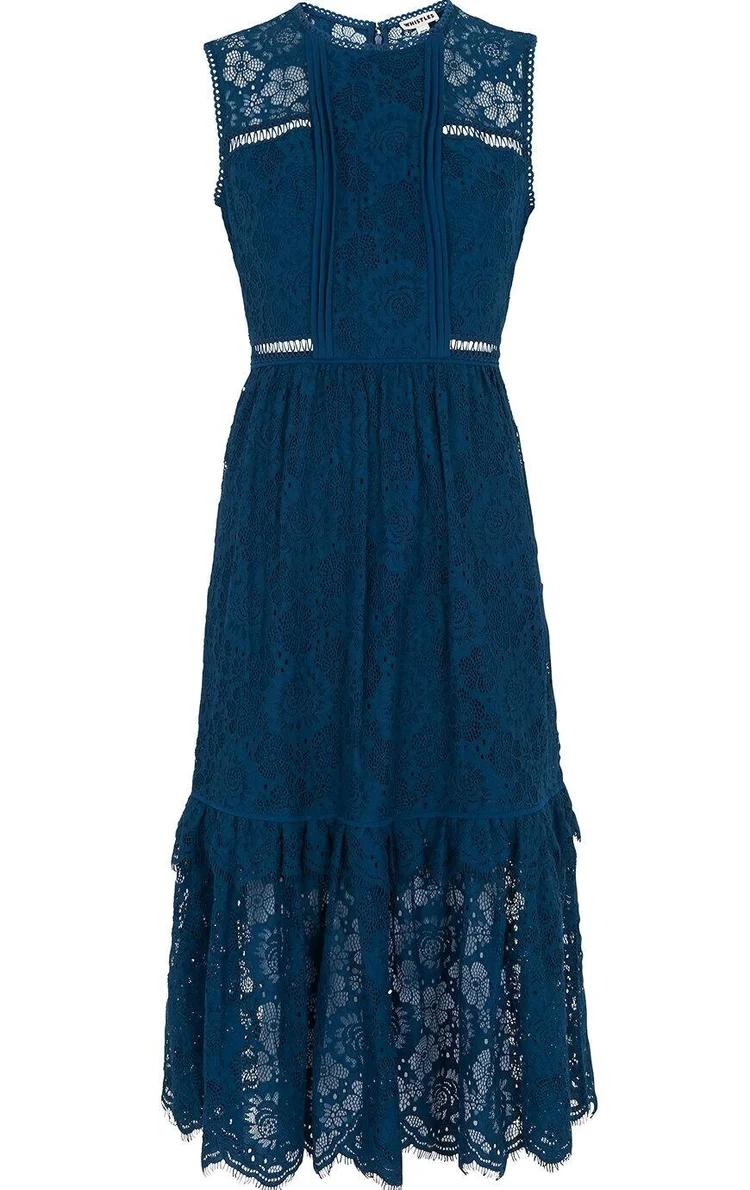 whistles blue lace dress WHISTLES Lace Tie Back Maxi Dress