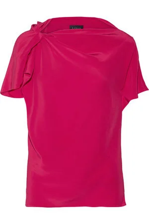 Lanvin Silk Draped Blouse in Fuschia