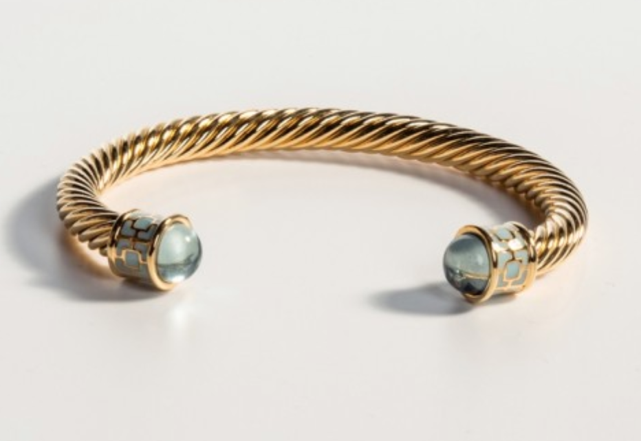 Halcyon Days Gold Plated Maya Torque Bracelet in Aquamarine