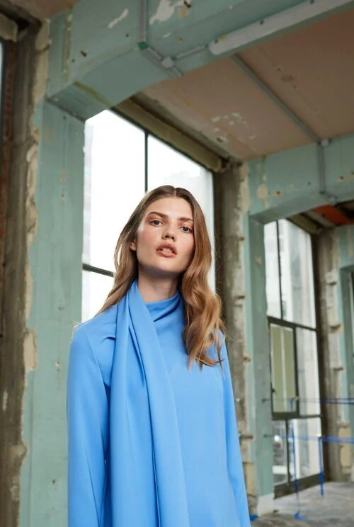 Natan Scarf Collar Blouse in White