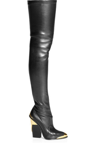 Versace Leather Thigh Boots in Black — UFO No More