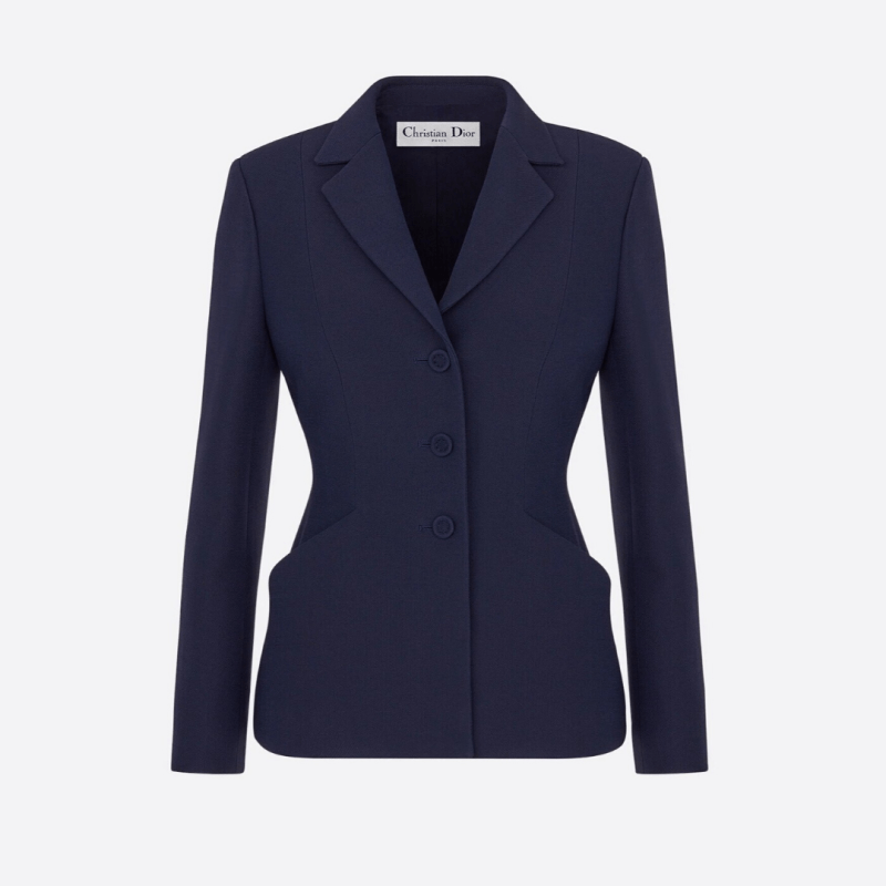 Christian Dior Bar Woolen Silk Jacket in Navy — UFO No More