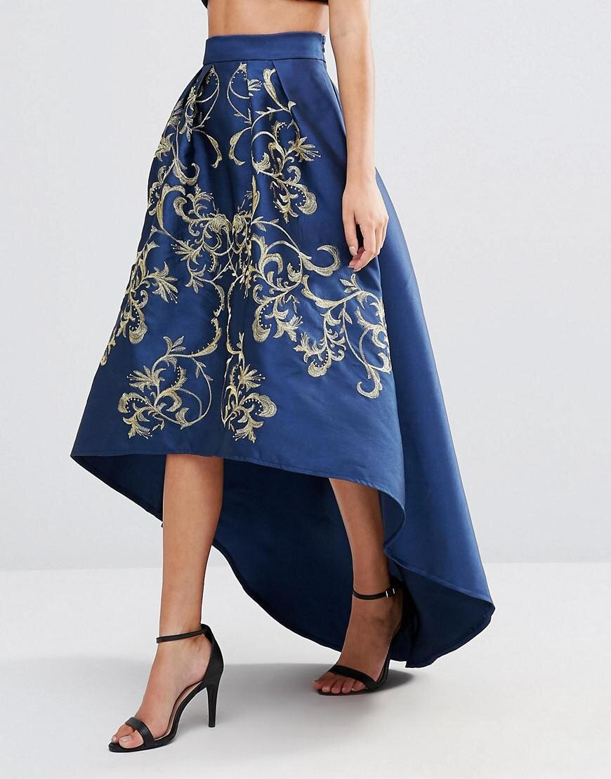 Chi Chi London Premium Full Midi Skirt With Gold Embroidery.jpg