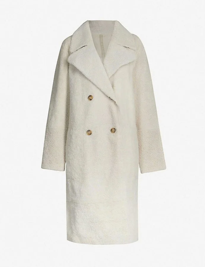 Yves Salomon Double Breasted Shearling Coat