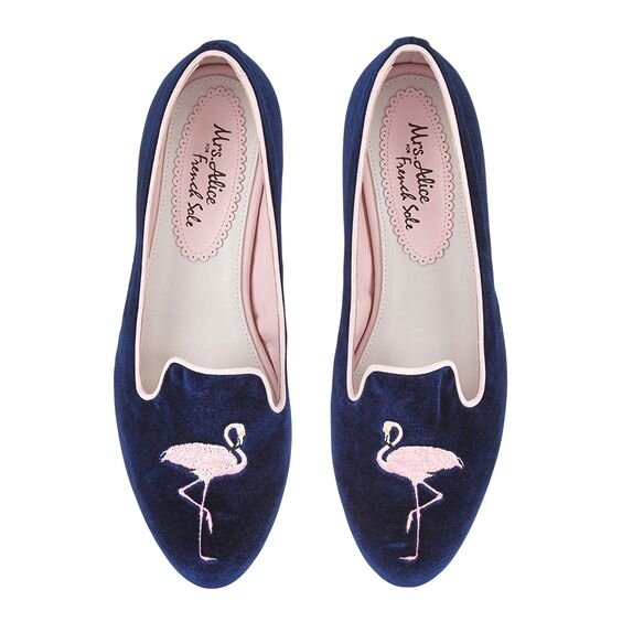 French Sole Hefner Slippers in Navy Velvet with Embroidered Flamingo.jpg