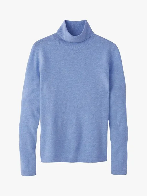 Pure Collection Roll Neck Cashmere Sweater in Heather Cornflower