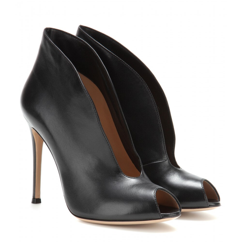 Gianvito Rossi Vamp Open-Toe Booties in Black Leather.jpg