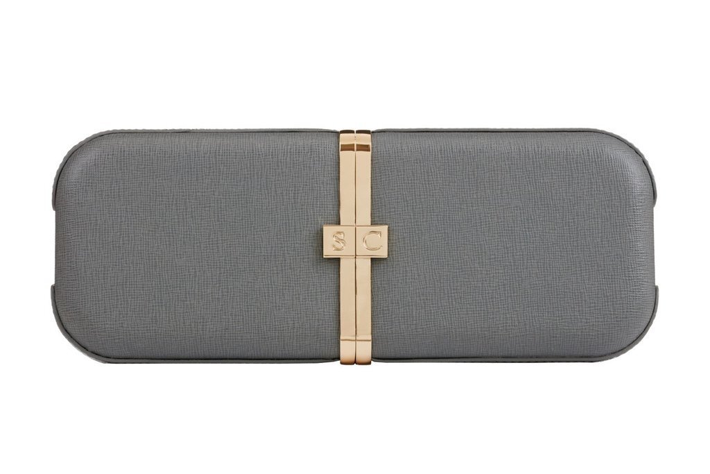 Stacy Chan Sophie Clutch in Grey Saffiano Leather.jpg