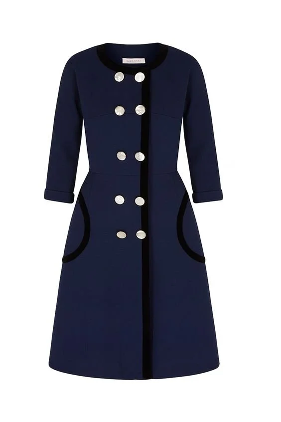 navy blue coat dress RUBUS NAVY BLUE ELEGANT COAT-DRESS – Marimo Fashion main image 0