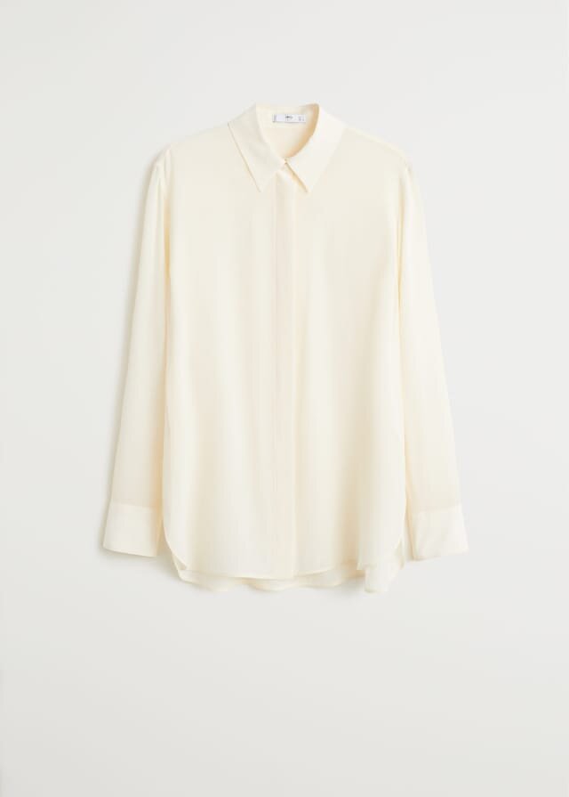 Mango Suiza Silk Shirt in Cream — UFO No More