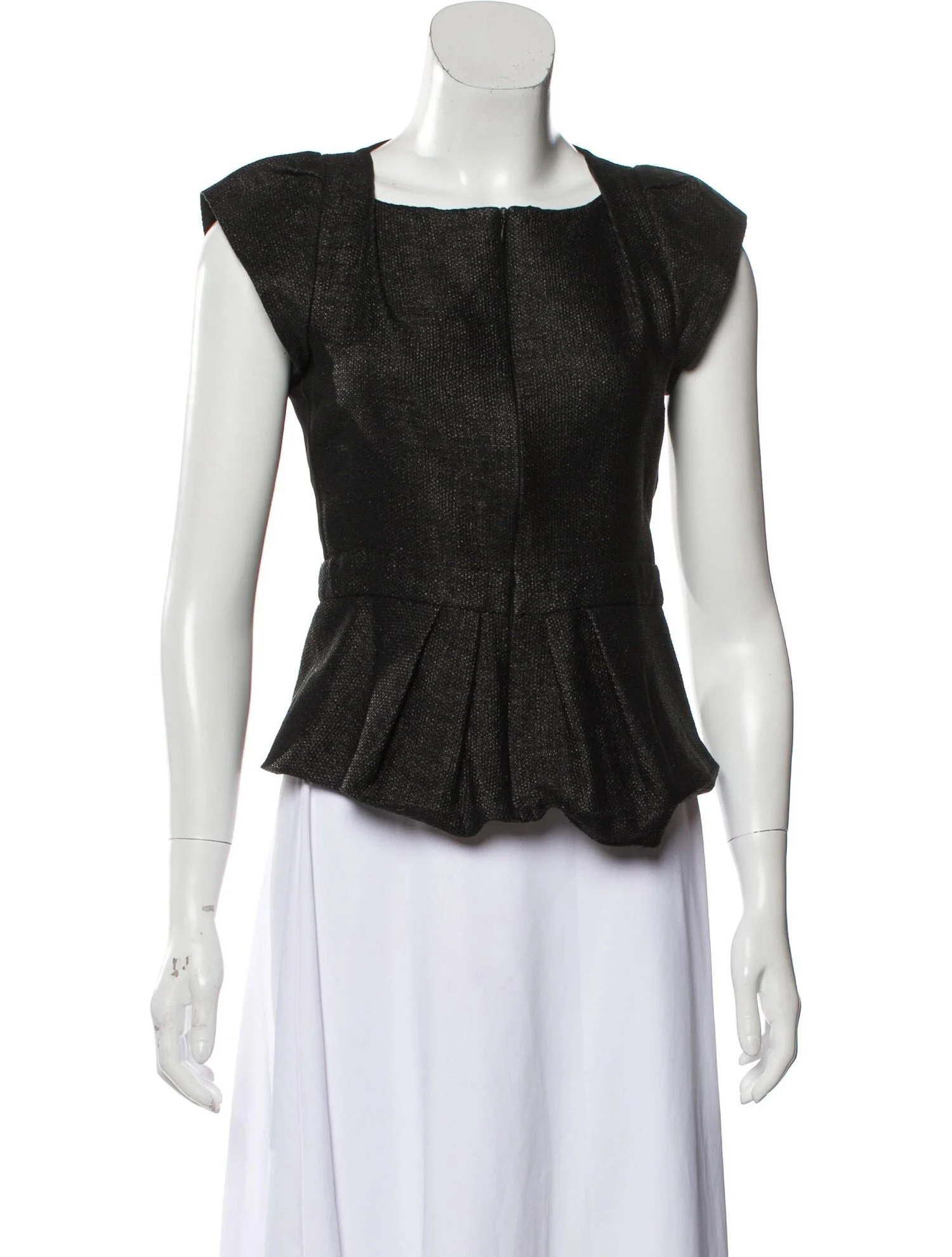 Maje Square Neckline Sleeveless Top in Black