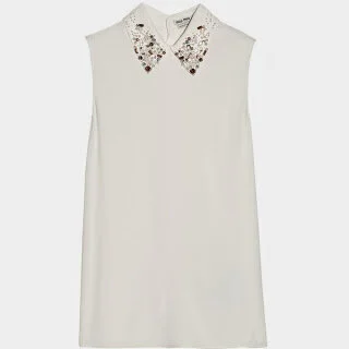Miu Miu Embellished Sleeveless Top in White