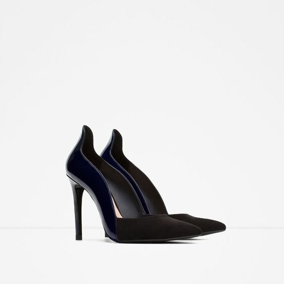 Zara Mid Heel Court Shoe | Black shoes heels, Court shoes, Black pumps heels