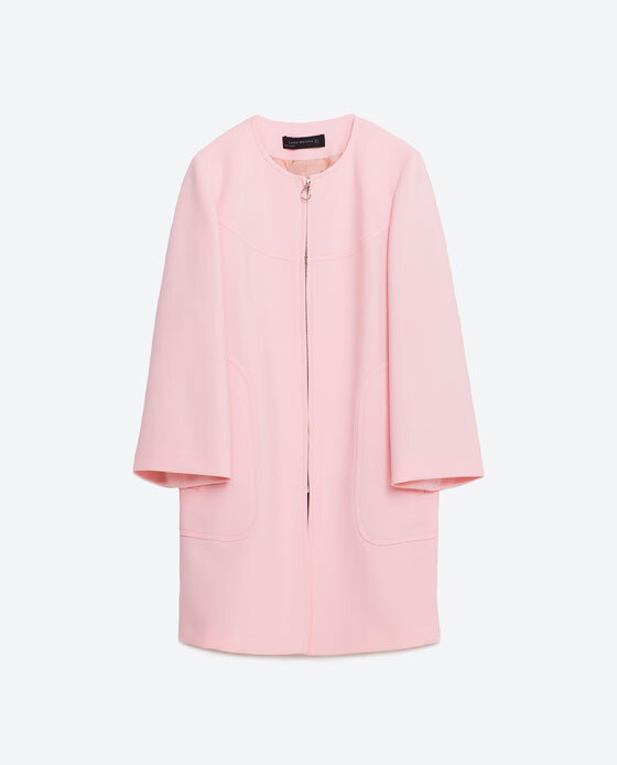 Zara Round Neck Coat with Zip in Pink.jpg