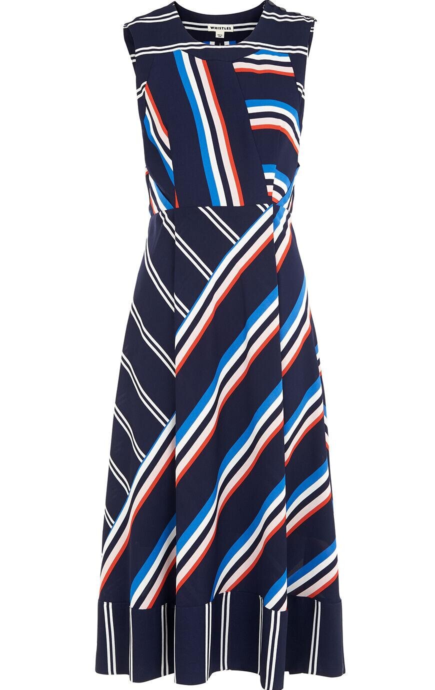 Whistles Multi Stripe Dress in Navy.jpg