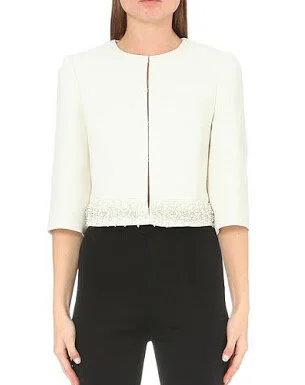 Emilio Pucci Embellished Wool-Blend Jacket in White
