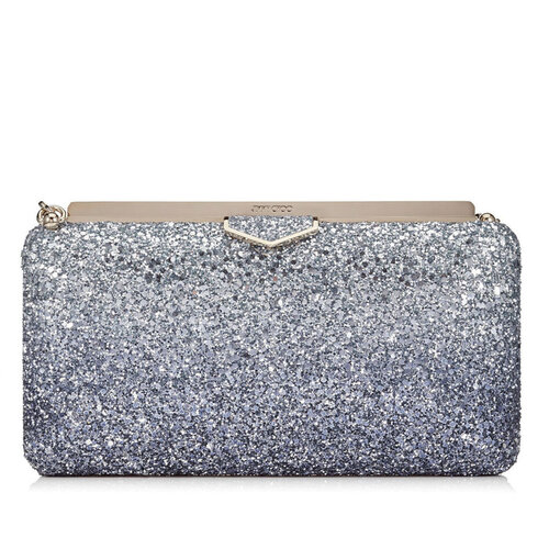 Jimmy Choo Ellipse Clutch in Silver Glitter Degrad UFO No More