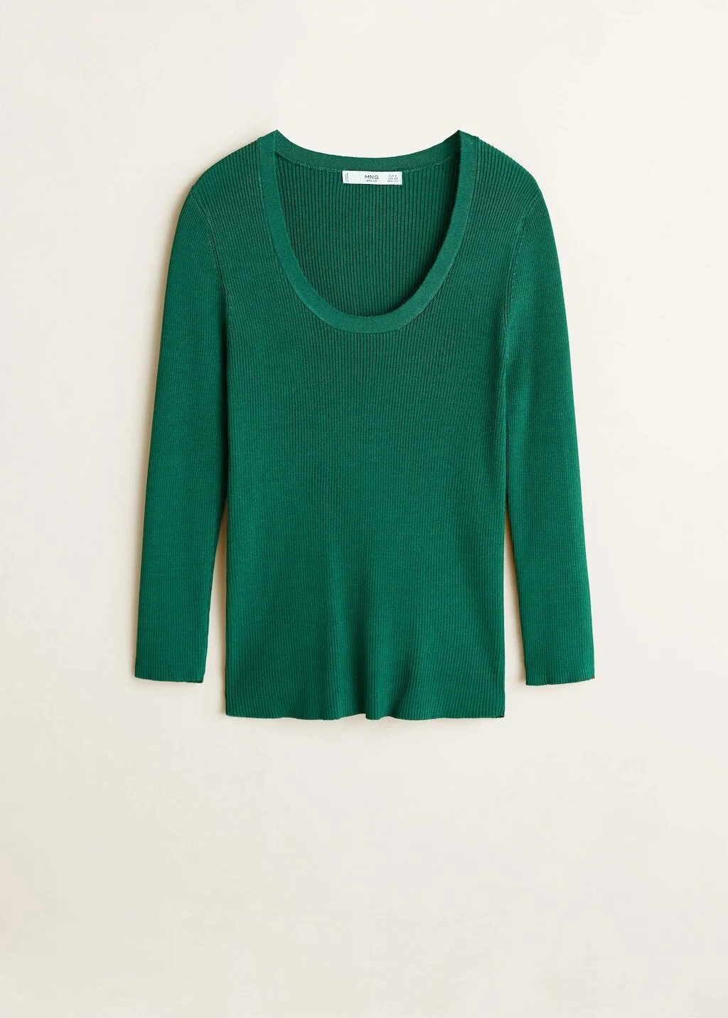 Mango Ribbed Knit Sweater in Green
