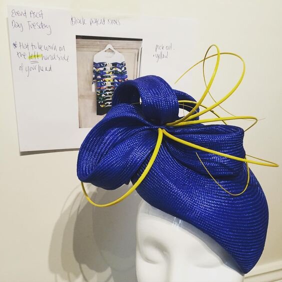 Rosie Olivia Millinery Summer Hat in Blue and Yellow.jpg