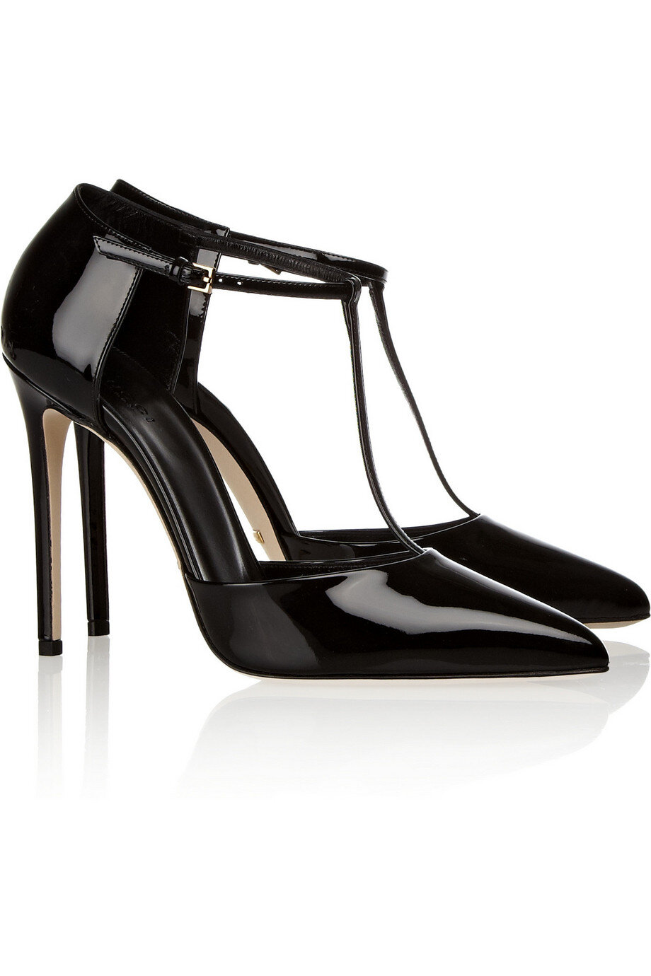 Multistrap pump in black patent leather