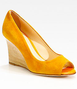 Tod's Zeppa Decollete Wedges in Orange Suede