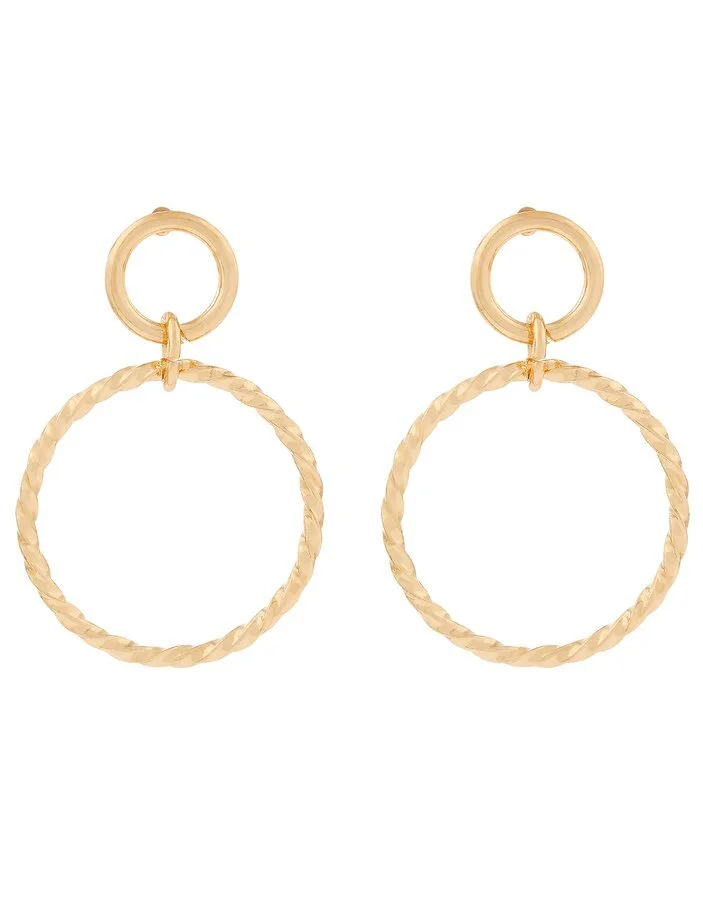 Accessorize Twisted Circle Drop Earrings in Gold