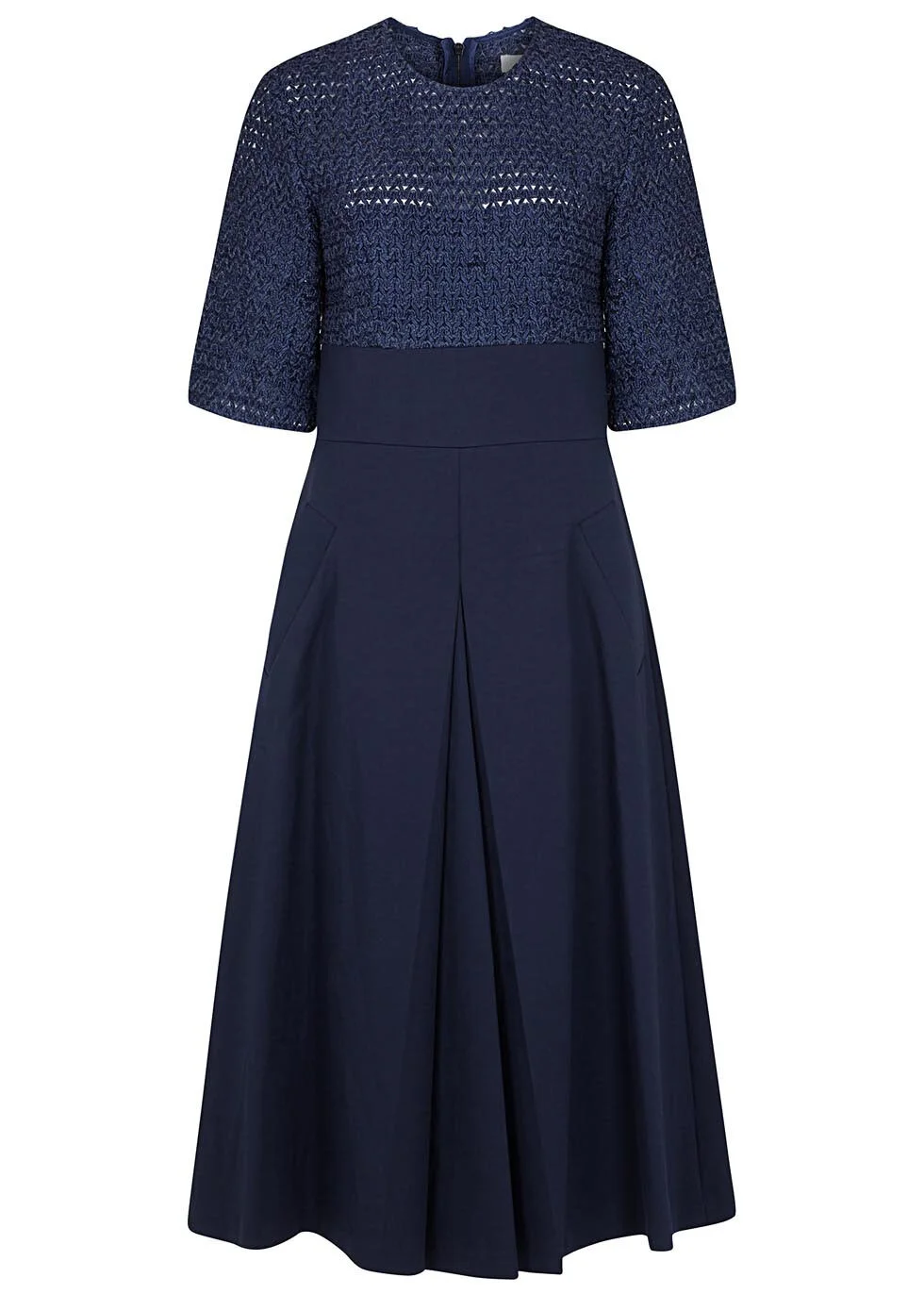 Adeam Cotton Silk Macramé Top Dress in Navy