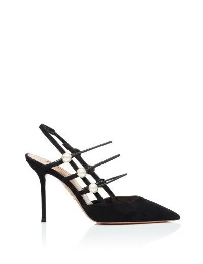 Aquazzura Mae 95 Pumps in Black Suede