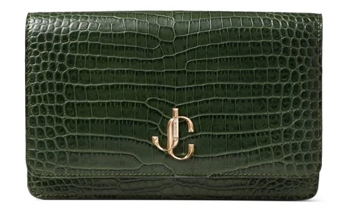 Jimmy Choo Croc Embossed Leather Palace Bag in Dark Clorofilla UFO No More