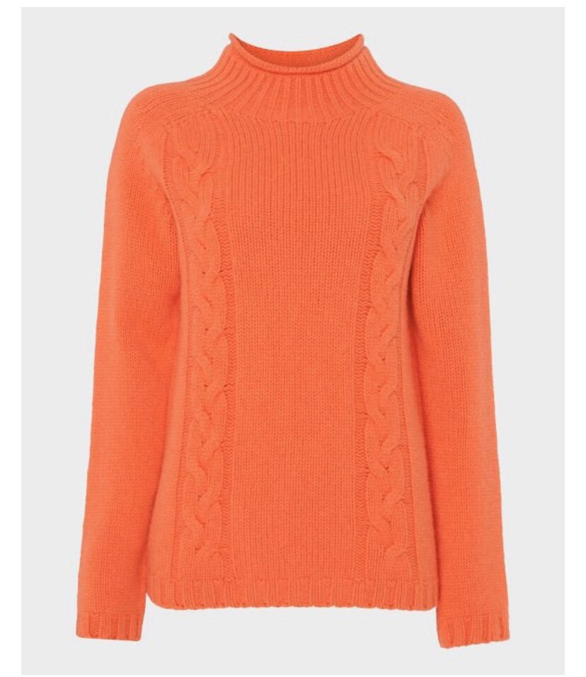 Really Wild Cashmere Cable Crew Jumper in Coral