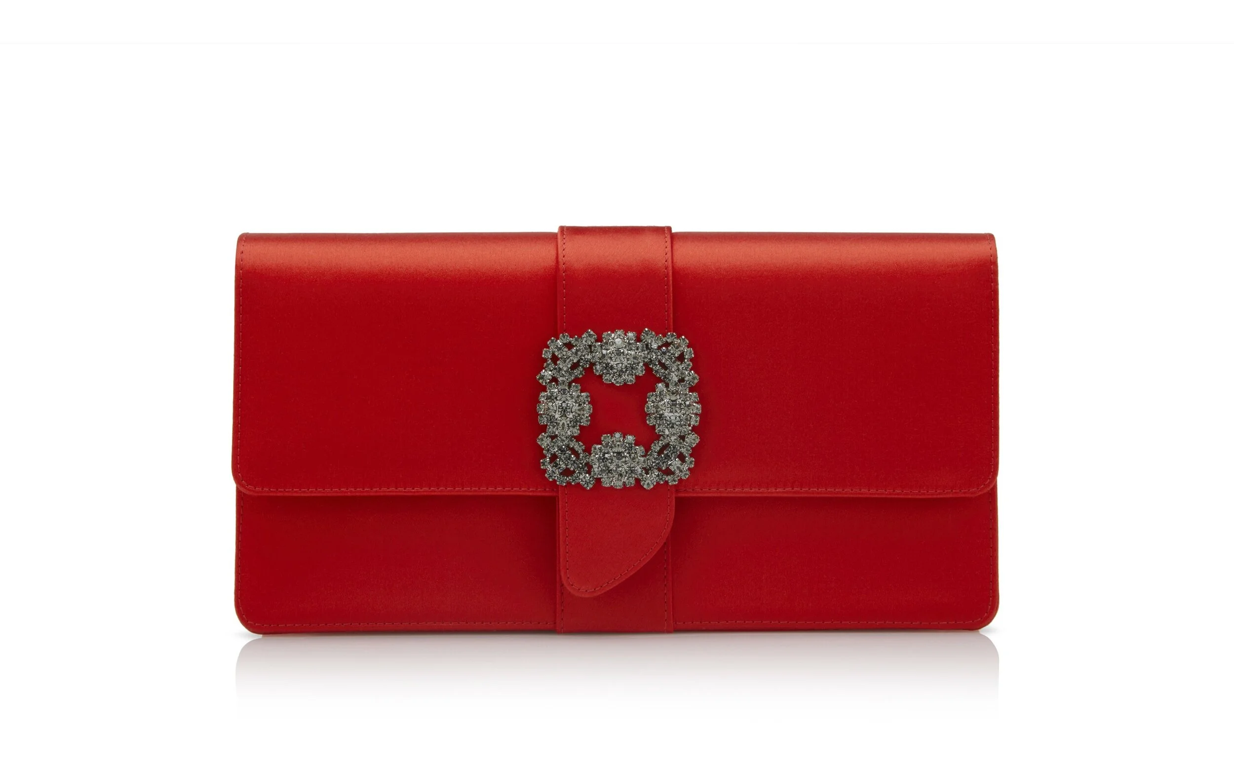 Manolo Blahnik Capri Clutch in Red Satin