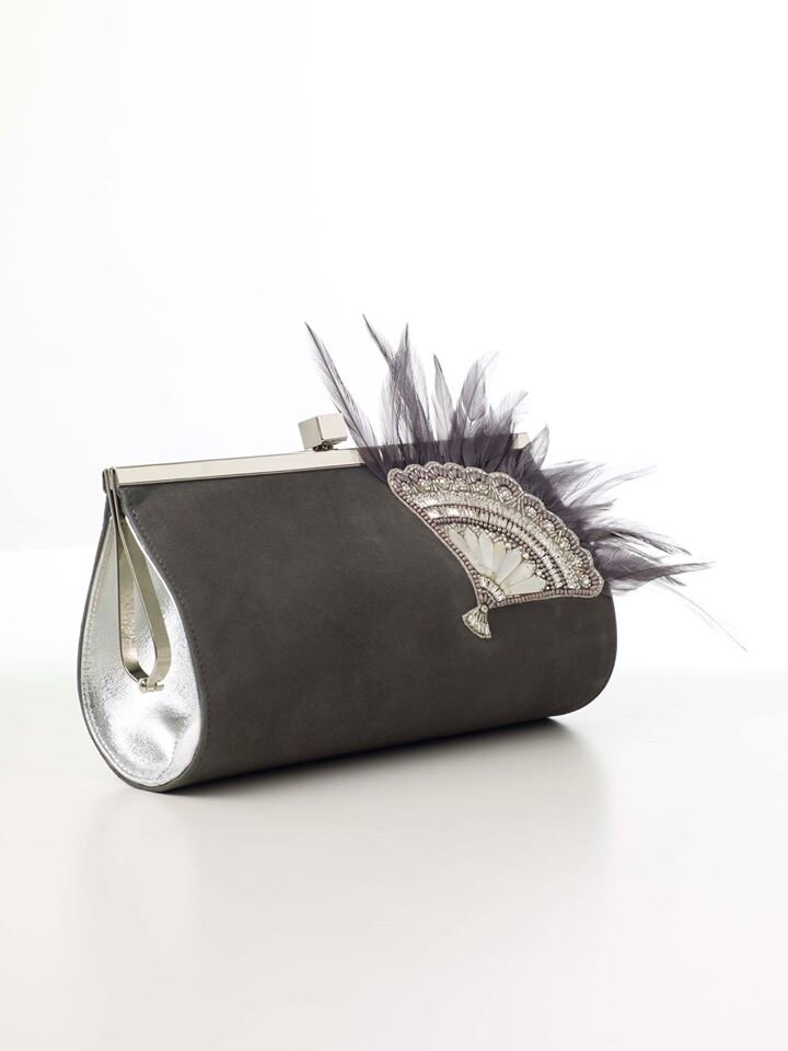 Emmy London Fan-Embellished Clutch in Grey.jpg